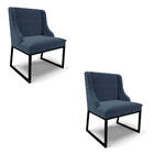 Cadeira Sala De Jantar Industrial Preto Kit 2 Liz Suede Azul