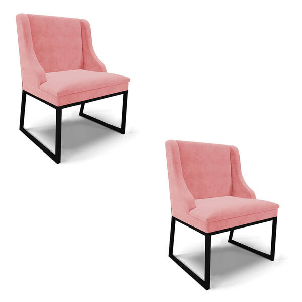 Cadeira Sala De Jantar Industrial Preto Kit 2 Liz Suede D03 -