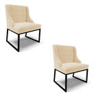 Cadeira Sala De Jantar Industrial Preto Kit 2 Liz Suede D03 -