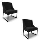 Cadeira Sala De Jantar Industrial Preto Kit 2 Liz Suede D03 -