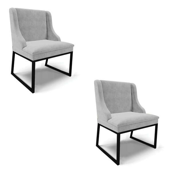 Cadeira Sala De Jantar Industrial Preto Kit 2 Liz Suede D03 -