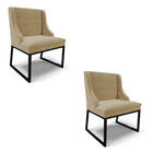 Cadeira Sala De Jantar Industrial Preto Kit 2 Liz Suede Marro