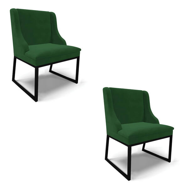 Cadeira Sala De Jantar Industrial Preto Kit 2 Liz Veludo D03