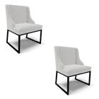 Cadeira Sala De Jantar Industrial Preto Kit 2 Liz Veludo D03