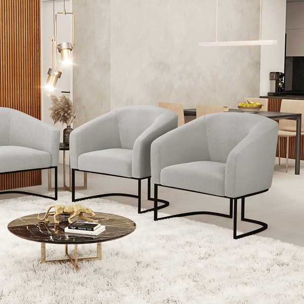 Cadeira Sala De Jantar Industrial Preto Kit 2 Stella Bouclê D