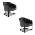 Cadeira Sala De Jantar Industrial Preto Kit 2 Stella Sintétic