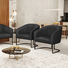 Cadeira Sala De Jantar Industrial Preto Kit 2 Stella Sintétic