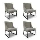 Cadeira Sala De Jantar Industrial Preto Kit 4 Liz Suede D03 -