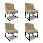 Cadeira Sala De Jantar Industrial Preto Kit 4 Liz Suede D03 -