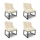 Cadeira Sala De Jantar Industrial Preto Kit 4 Liz Veludo Bege