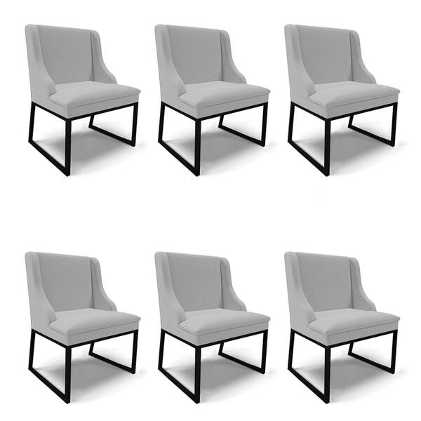 Cadeira Sala De Jantar Industrial Preto Kit 6 Liz Linho D03 -