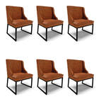 Cadeira Sala De Jantar Industrial Preto Kit 6 Liz Sint Pu D03