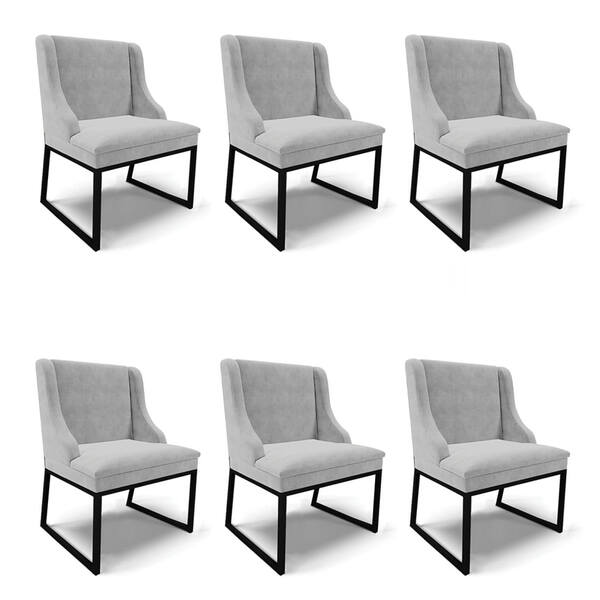 Cadeira Sala De Jantar Industrial Preto Kit 6 Liz Suede D03 -