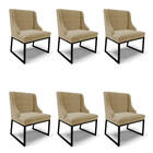 Cadeira Sala De Jantar Industrial Preto Kit 6 Liz Suede Marro