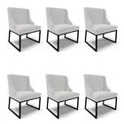 Cadeira Sala De Jantar Industrial Preto Kit 6 Liz Veludo Cinz