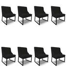 Cadeira Sala De Jantar Industrial Preto Kit 8 Liz Linho Preto