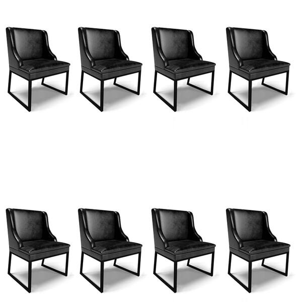 Cadeira Sala De Jantar Industrial Preto Kit 8 Liz Sint Pu Pre
