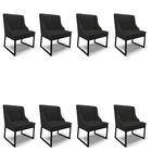 Cadeira Sala De Jantar Industrial Preto Kit 8 Liz Sintético D