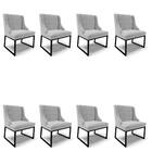 Cadeira Sala De Jantar Industrial Preto Kit 8 Liz Suede Cinza