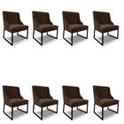 Cadeira Sala De Jantar Industrial Preto Kit 8 Liz Suede D03 -