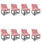 Cadeira Sala De Jantar Industrial Preto Kit 8 Liz Suede D03 -