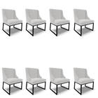 Cadeira Sala De Jantar Industrial Preto Kit 8 Liz Veludo D03