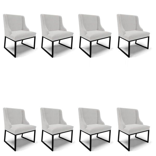 Cadeira Sala De Jantar Industrial Preto Kit 8 Liz Veludo D03