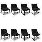 Cadeira Sala De Jantar Industrial Preto Kit 8 Liz Veludo D03