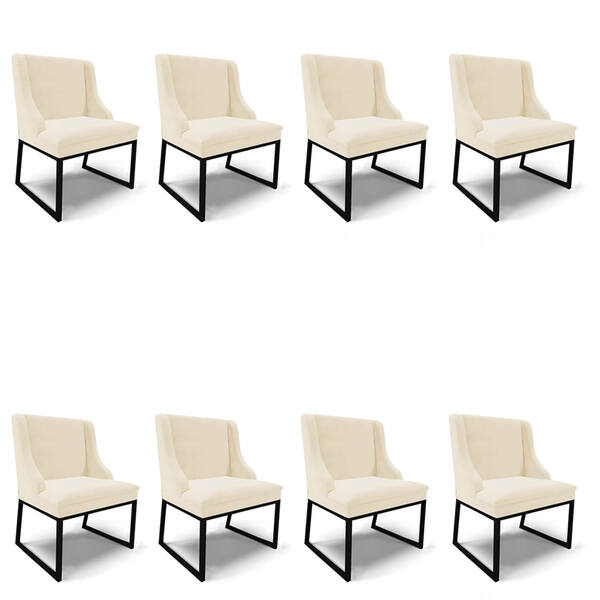 Cadeira Sala De Jantar Industrial Preto Kit 8 Liz Veludo D03