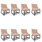 Cadeira Sala De Jantar Industrial Preto Kit 8 Liz Veludo D03