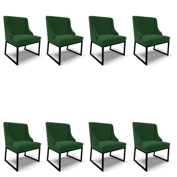 Cadeira Sala De Jantar Industrial Preto Kit 8 Liz Veludo Verd