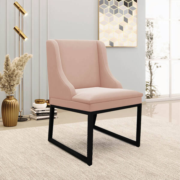 Cadeira Sala De Jantar Industrial Preto Liz Veludo Rosê D03 -