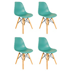 Cadeira Sala De Jantar Kit4 Eiffel Eames Base Madeira Azul Tu