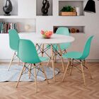 Cadeira Sala De Jantar Kit4 Eiffel Eames Base Madeira Azul Tu