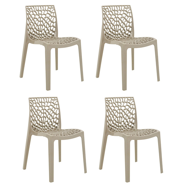 Cadeira Sala De Jantar Kit 4 Gruvyer Nude R02 - D'rossi