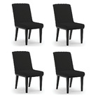 Cadeira Sala De Jantar Kit 4 Sofia Base Madeira Preto Veludo