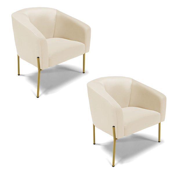 Cadeira Sala De Jantar Pé De Ferro Dourado Kit 2 Stella Sinté