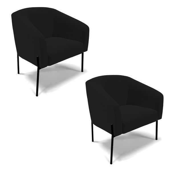 Cadeira Sala De Jantar Pé De Ferro Preto Kit 2 Stella Linho D