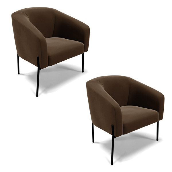 Cadeira Sala De Jantar Pé De Ferro Preto Kit 2 Stella Suede D