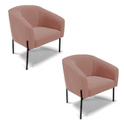 Cadeira Sala De Jantar Pé De Ferro Preto Kit 2 Stella Veludo