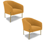 Cadeira Sala De Jantar Pé Ferro Dourado Kit 2 Stella Bouclê D