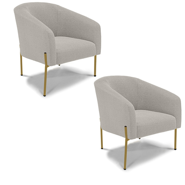 Cadeira Sala De Jantar Pé Ferro Dourado Kit 2 Stella Bouclê D