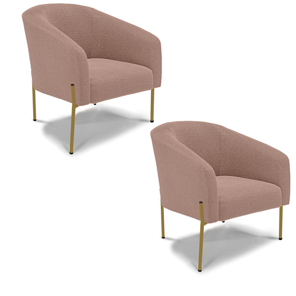 Cadeira Sala De Jantar Pé Ferro Dourado Kit 2 Stella Bouclê D