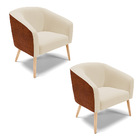 Cadeira Sala De Jantar Pé Palito Natural Kit 2 Stella Noz/lin