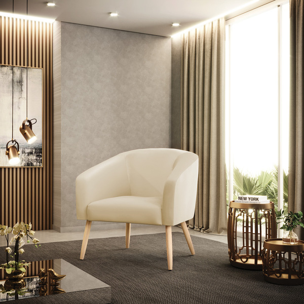 Cadeira Sala De Jantar Pé Palito Natural Stella Sintético D03