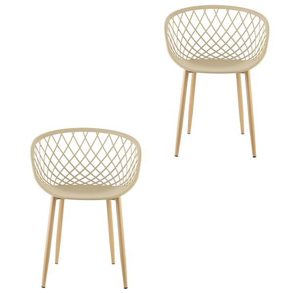 Cadeira Sala Jantar Braços Polipropileno Kit2 Clarice Nude R0