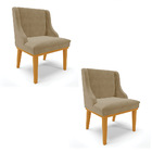 Cadeira Sala Jantar Kit 2 Liz Base Madeira Castanho Suede D03