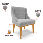 Cadeira Sala Jantar Kit 2 Liz Base Madeira Castanho Suede D03