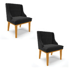 Cadeira Sala Jantar Kit 2 Liz Base Madeira Castanho Suede D03