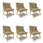 Cadeira Sala Jantar Kit 6 Liz Pé Palito Castanho Suede Marrom